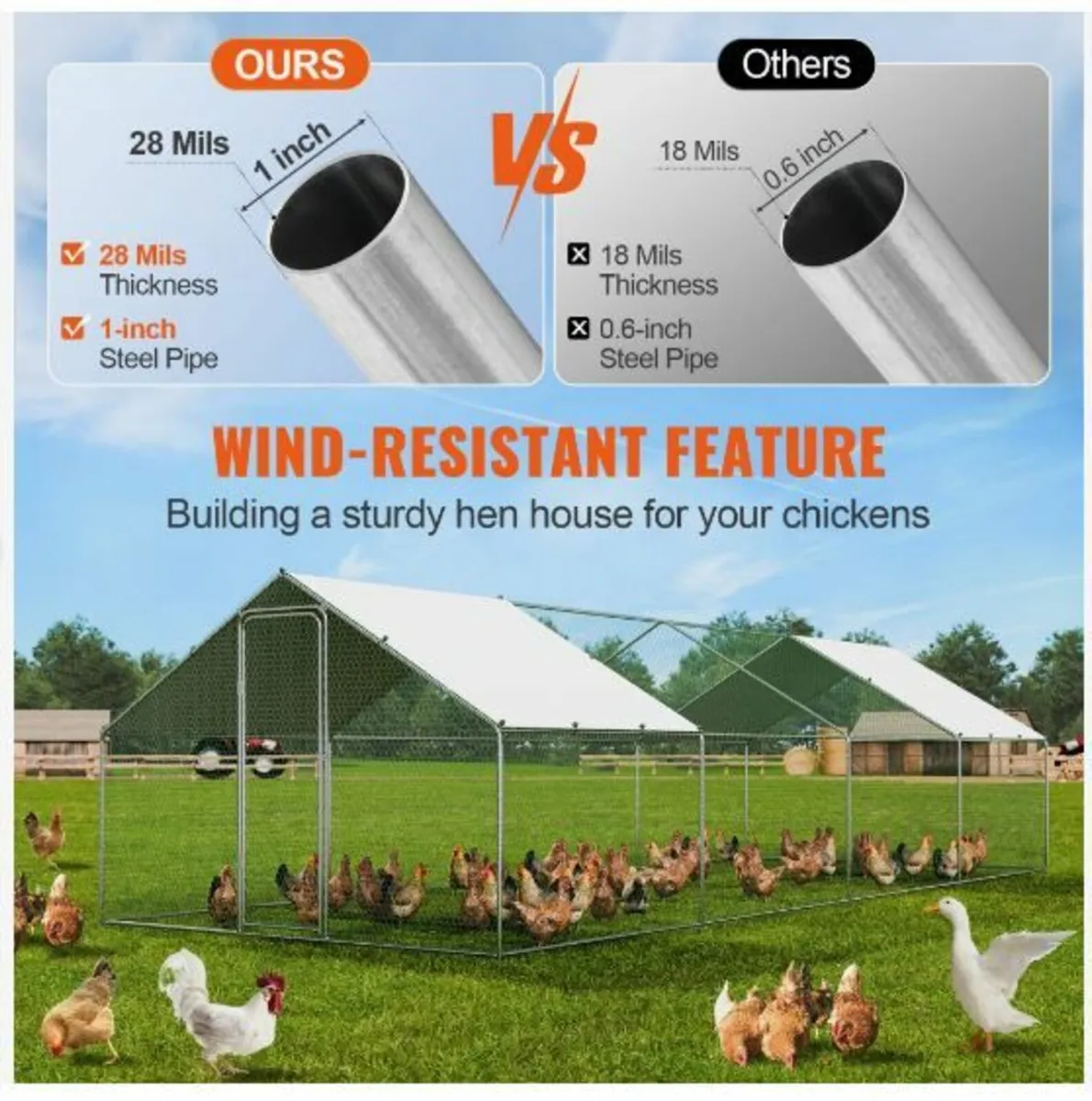 Large Metal Chicken Coop with Run - Image 3