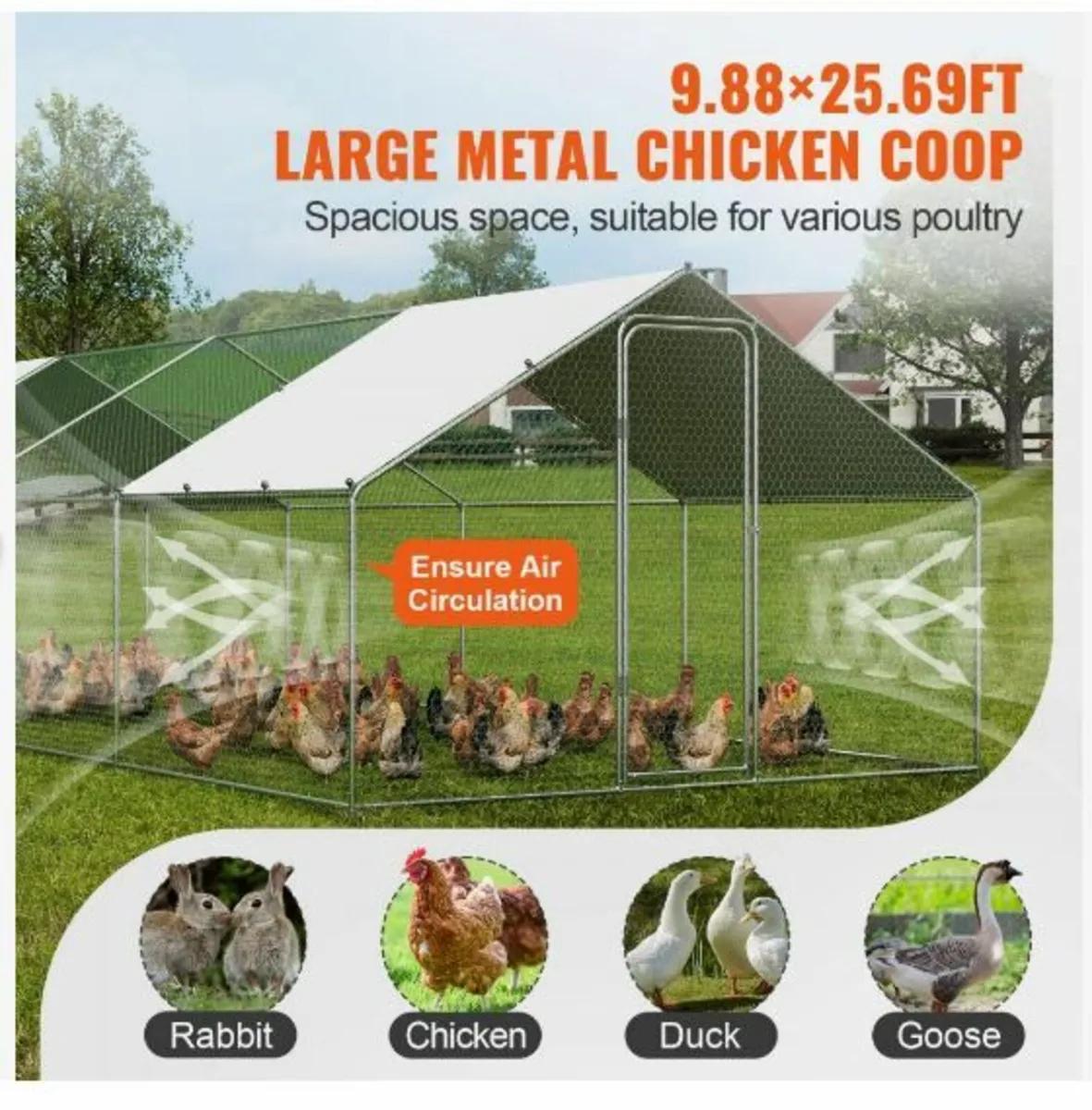 Large Metal Chicken Coop with Run - Image 4