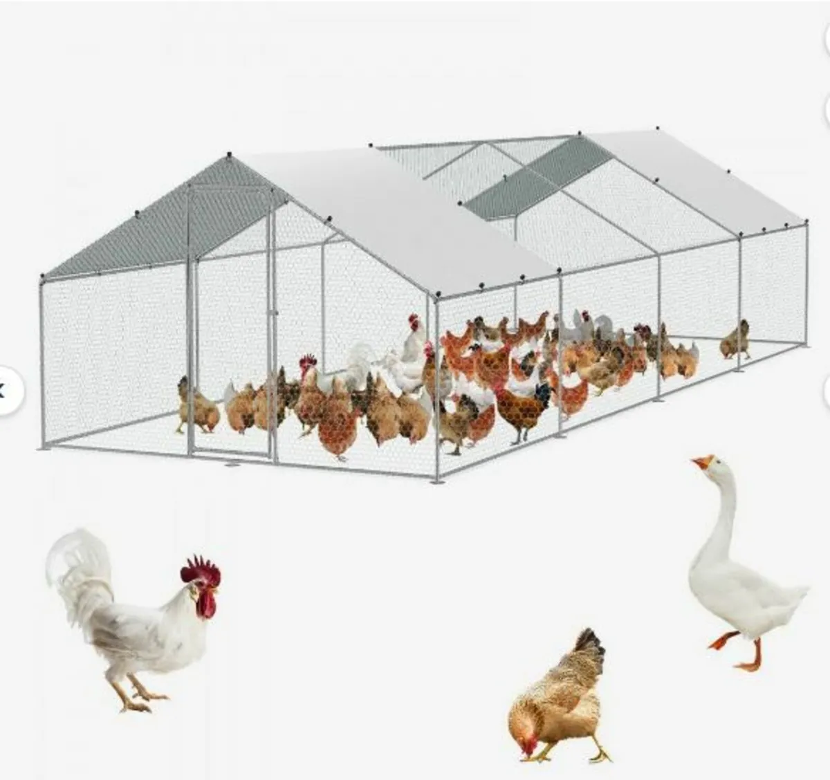Large Metal Chicken Coop with Run - Image 1