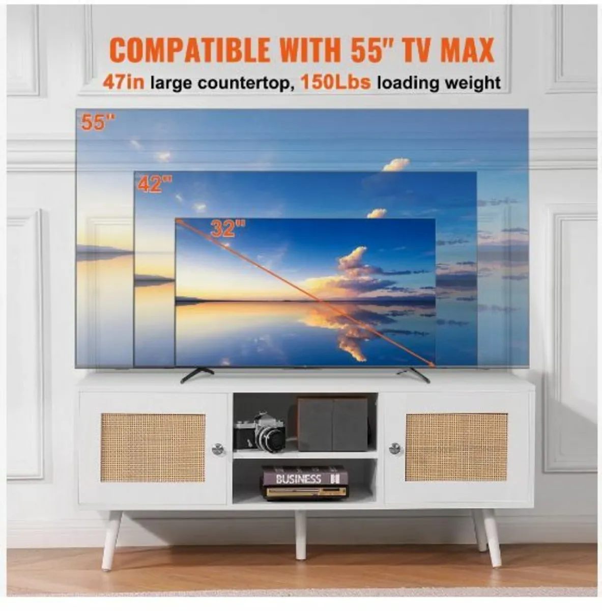 Rattan TV Stand, Boho TV Cabinet - Image 4