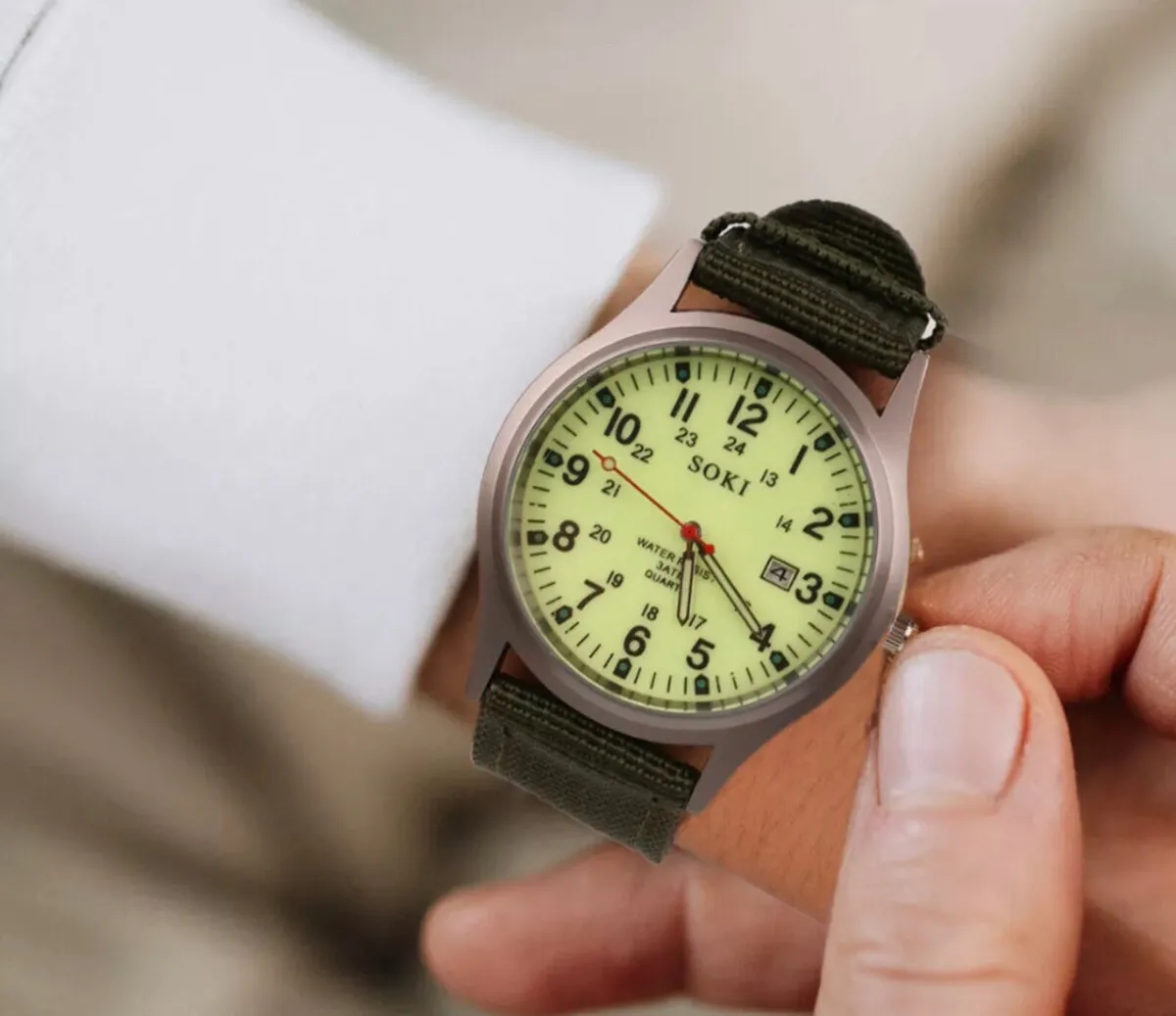 Military Army Mens Date Canvas Strap Watch NEW - Image 2
