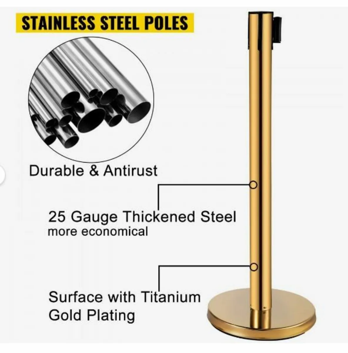 Stanchion Post Barriers 4-Set Line Dividers - Image 2