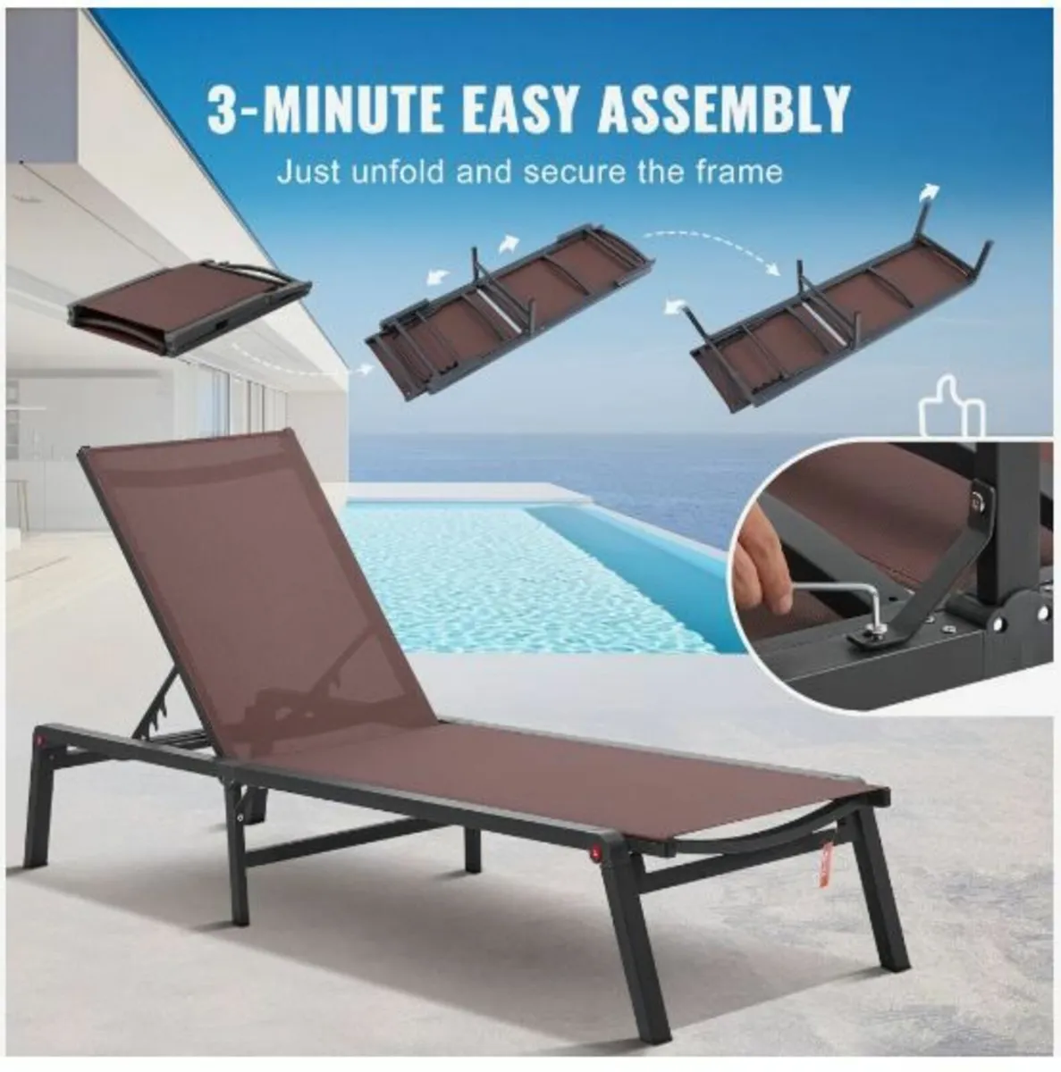 Chaise Lounge Chair Outdoor Patio Lounge - Image 3