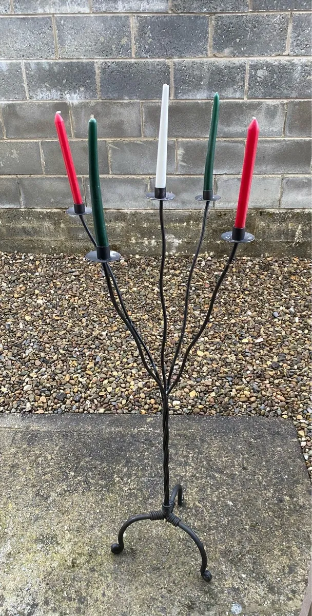 Beautiful Tall Sturdy Cast Iron Candle Holder - Image 3