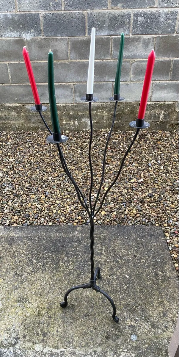 Beautiful Tall Sturdy Cast Iron Candle Holder - Image 4
