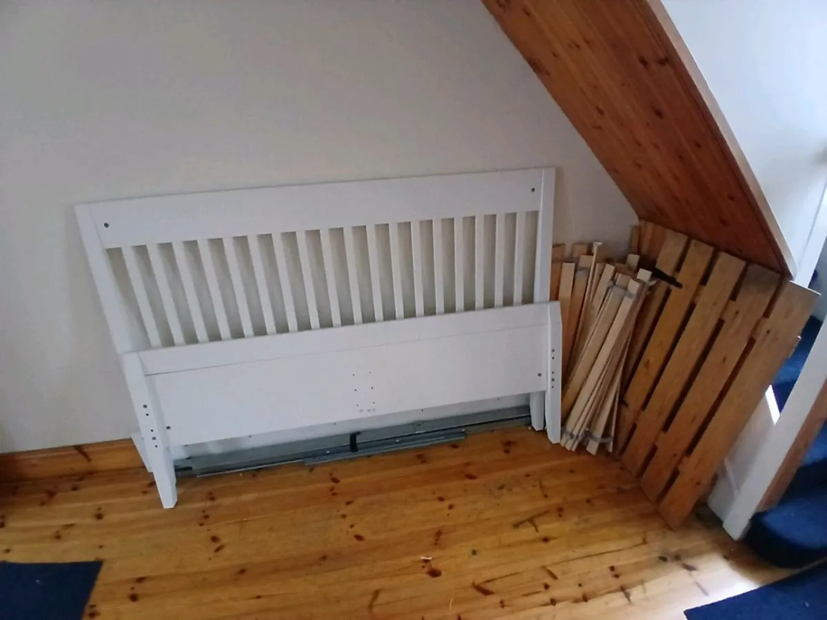 White IKEA IDANAS Bedframe - Standard King - Image 3