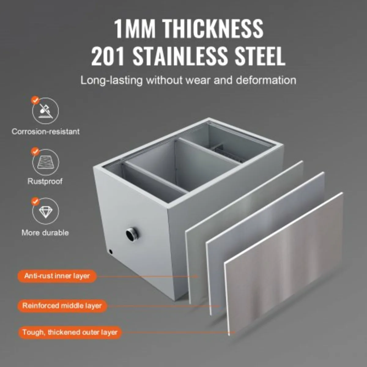Commercial Grease Trap, 40 LBS Grease Interceptor, - Image 4