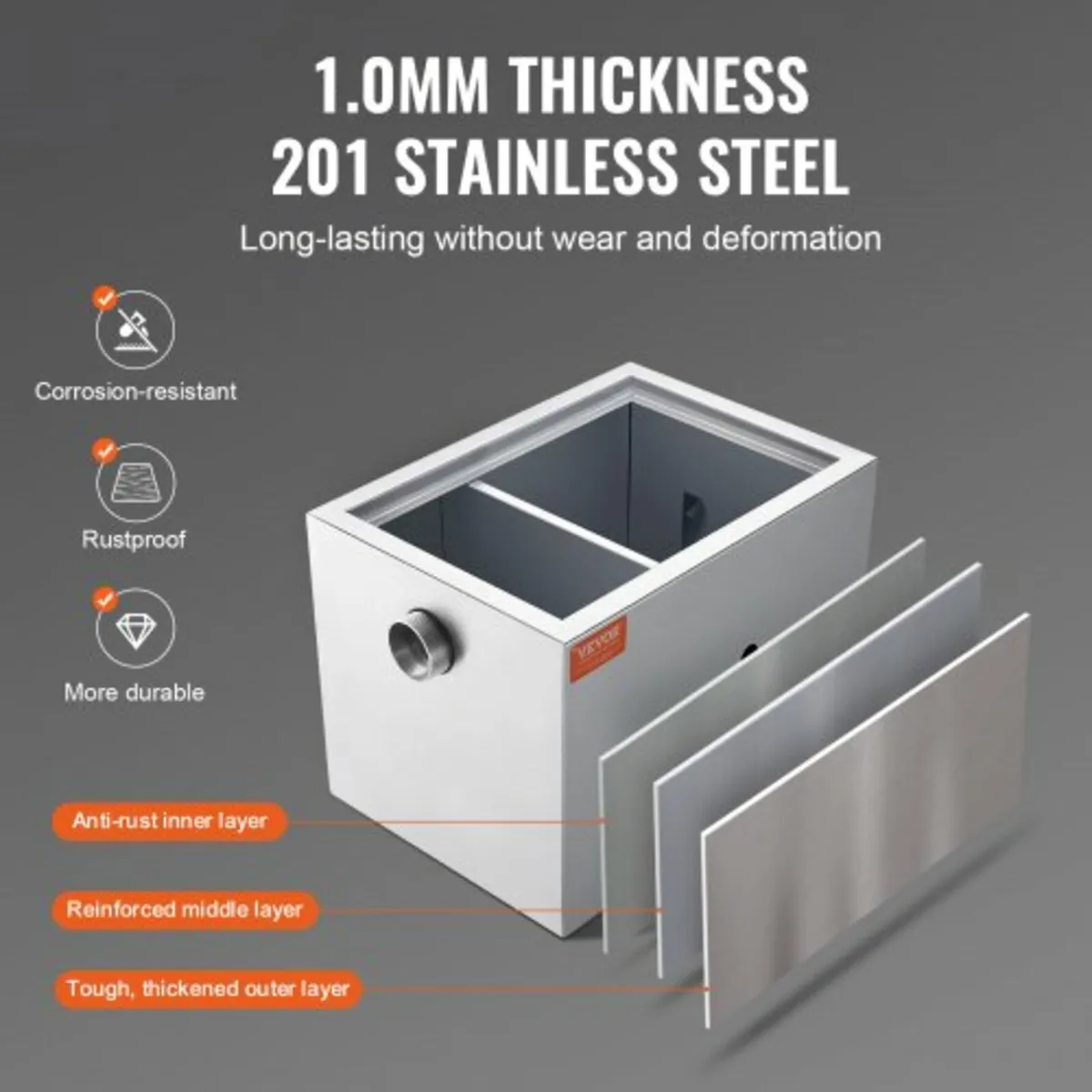 8 LBS Grease Interceptor, Side Inlet Interceptor, - Image 4