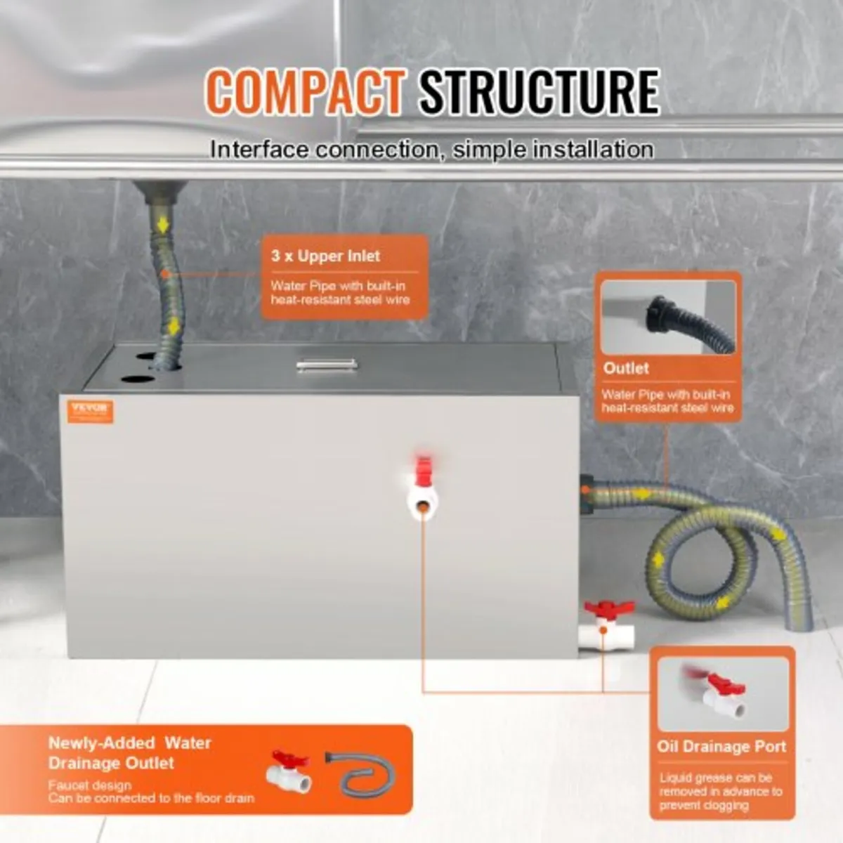 Grease Trap, 25 LBS Grease Interceptor, Top Inlet - Image 4