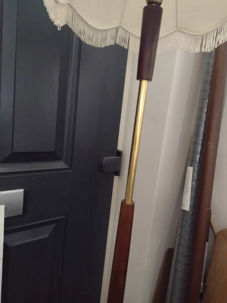 Mid-century Teak & brass floor lamp - Image 1