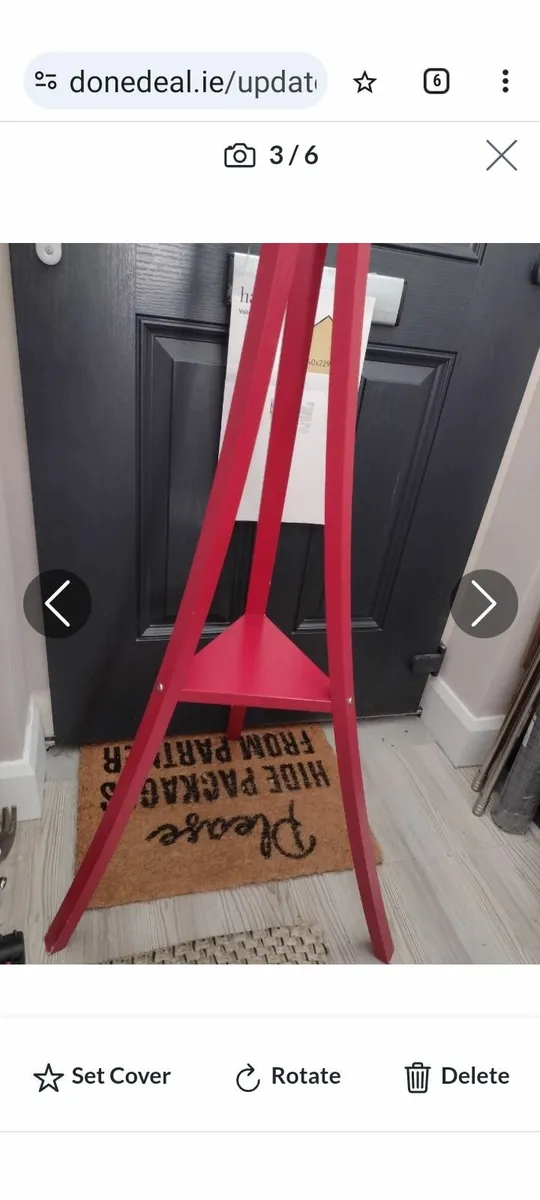 Red wooden retro coat stand - Image 1