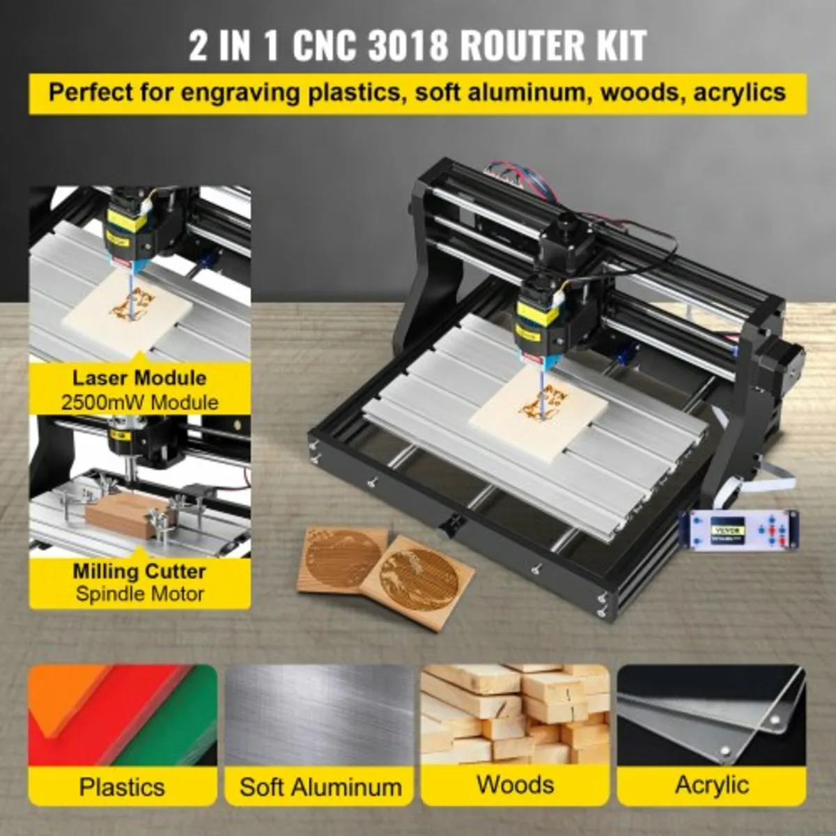 CNC 3018 Pro 2500MW 300×180×40mm Cnc Machine GRBL - Image 3