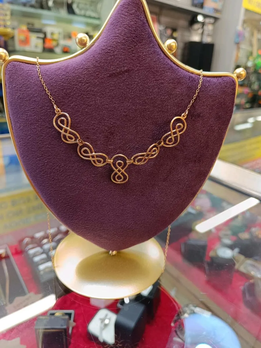 Vintage 9k Rose Gold Celtic Knot Necklace - Image 1