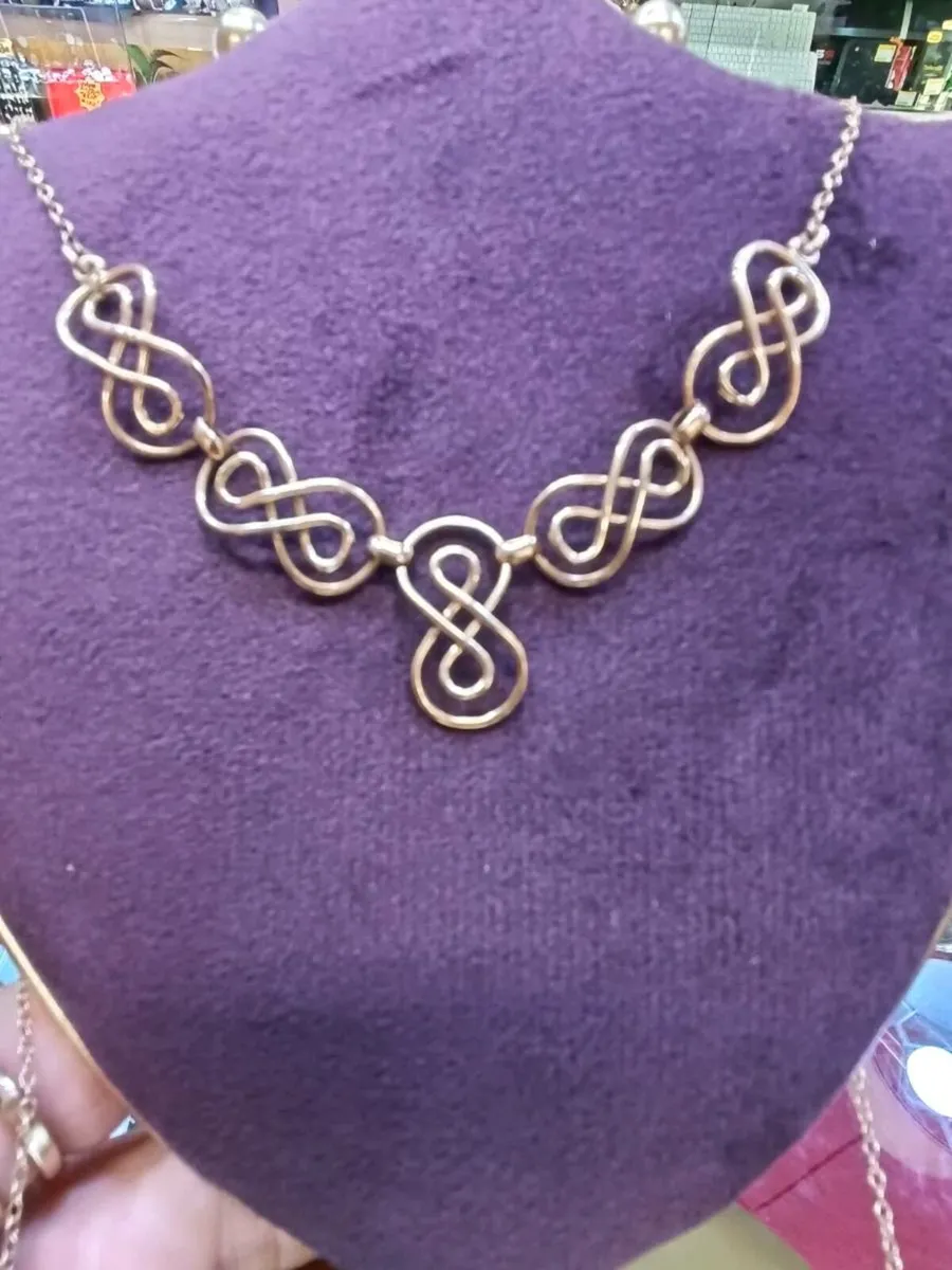 Vintage 9k Rose Gold Celtic Knot Necklace - Image 2