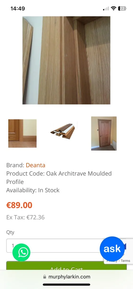 Oak skirting, architrave & door frame - Image 3
