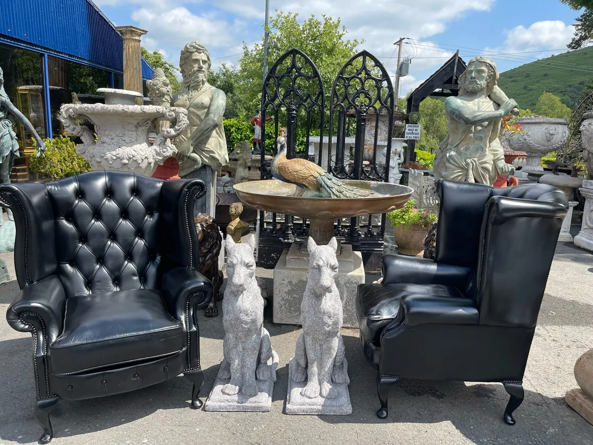 Marching pair black chesterfield chairs - Image 3