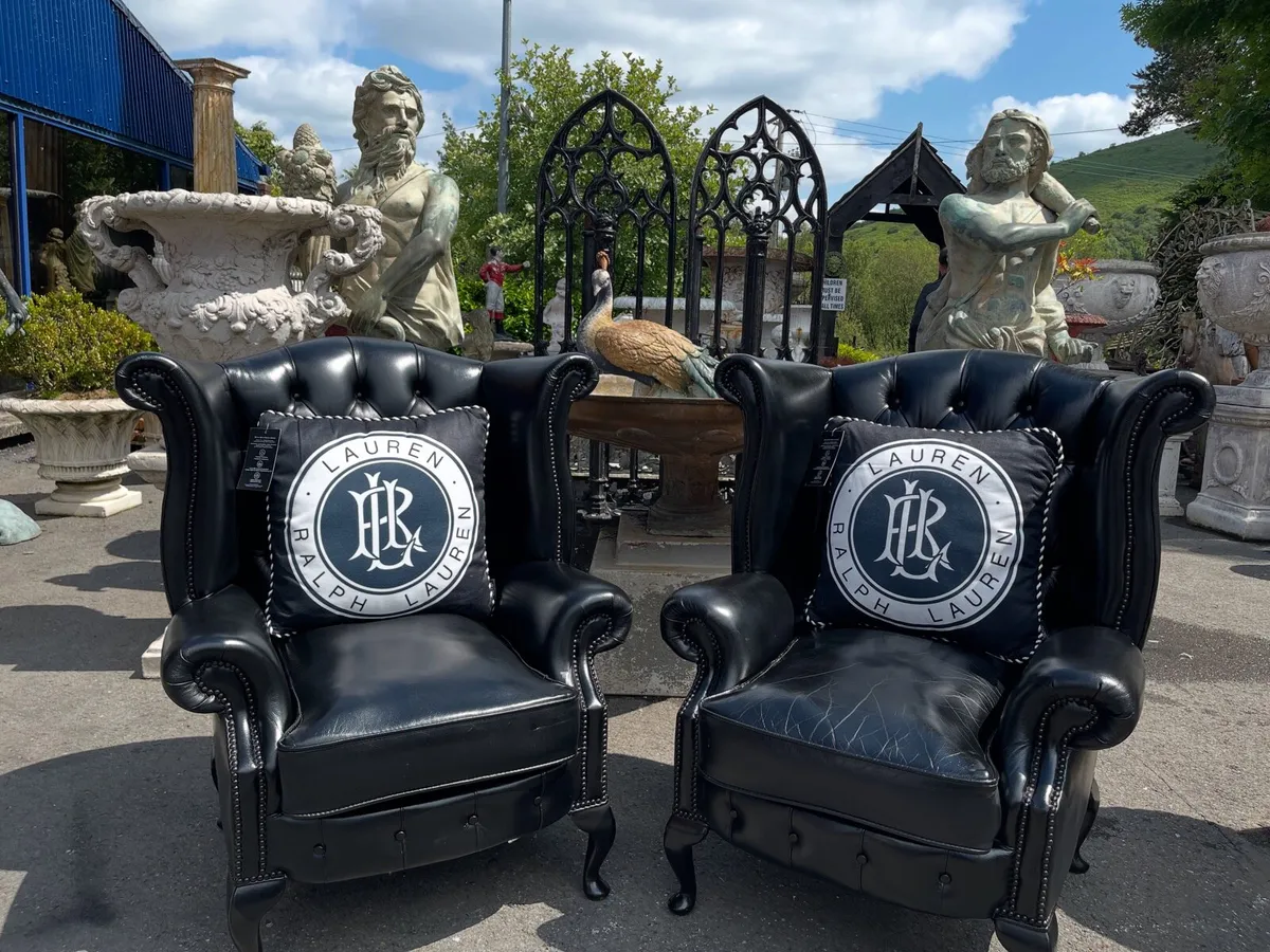 Chesterfield black leather chairs - Image 1