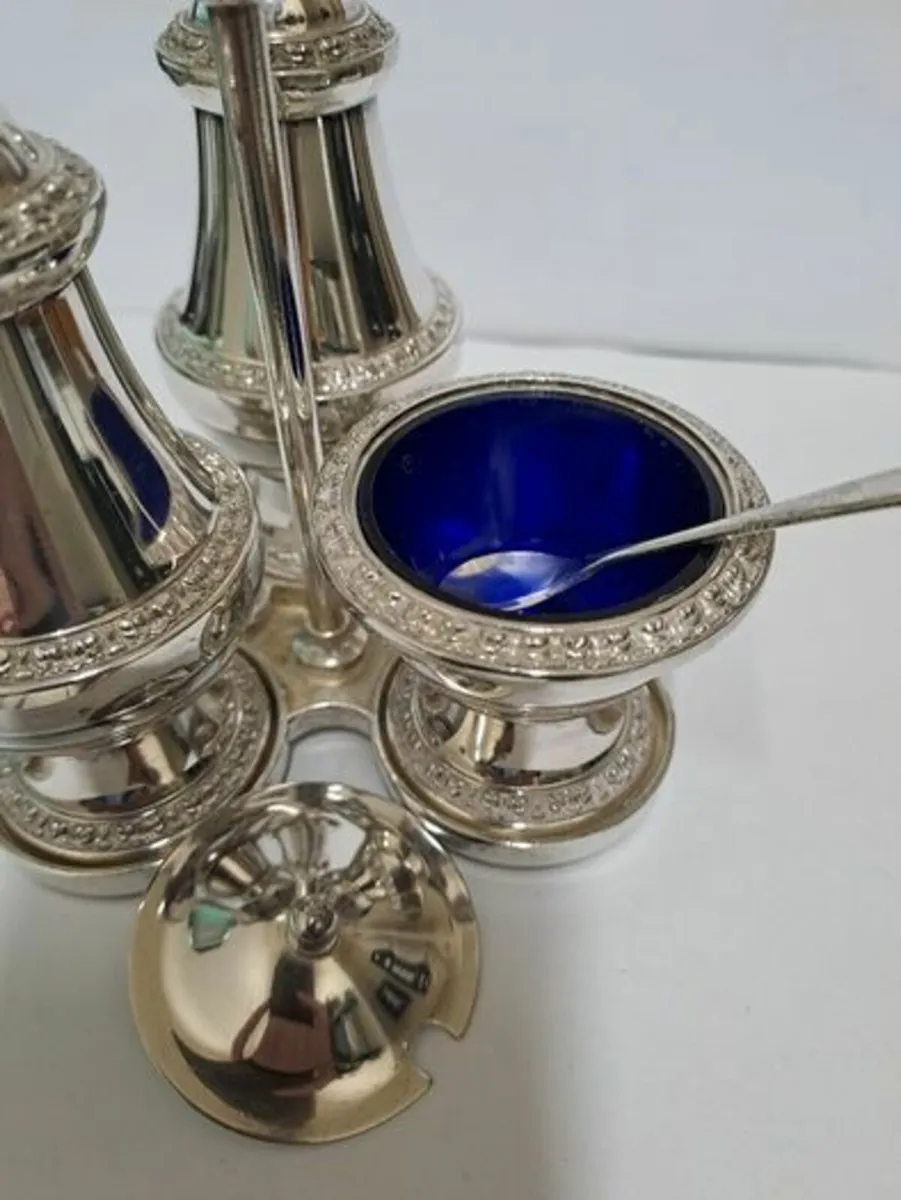 Vintage silver plated condiment set - Image 3
