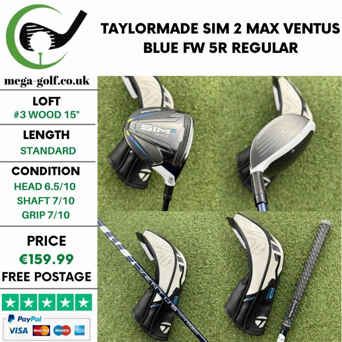 TAYLORMADE SIM 2 MAX #3 WOOD 15° / REGULAR - Image 1
