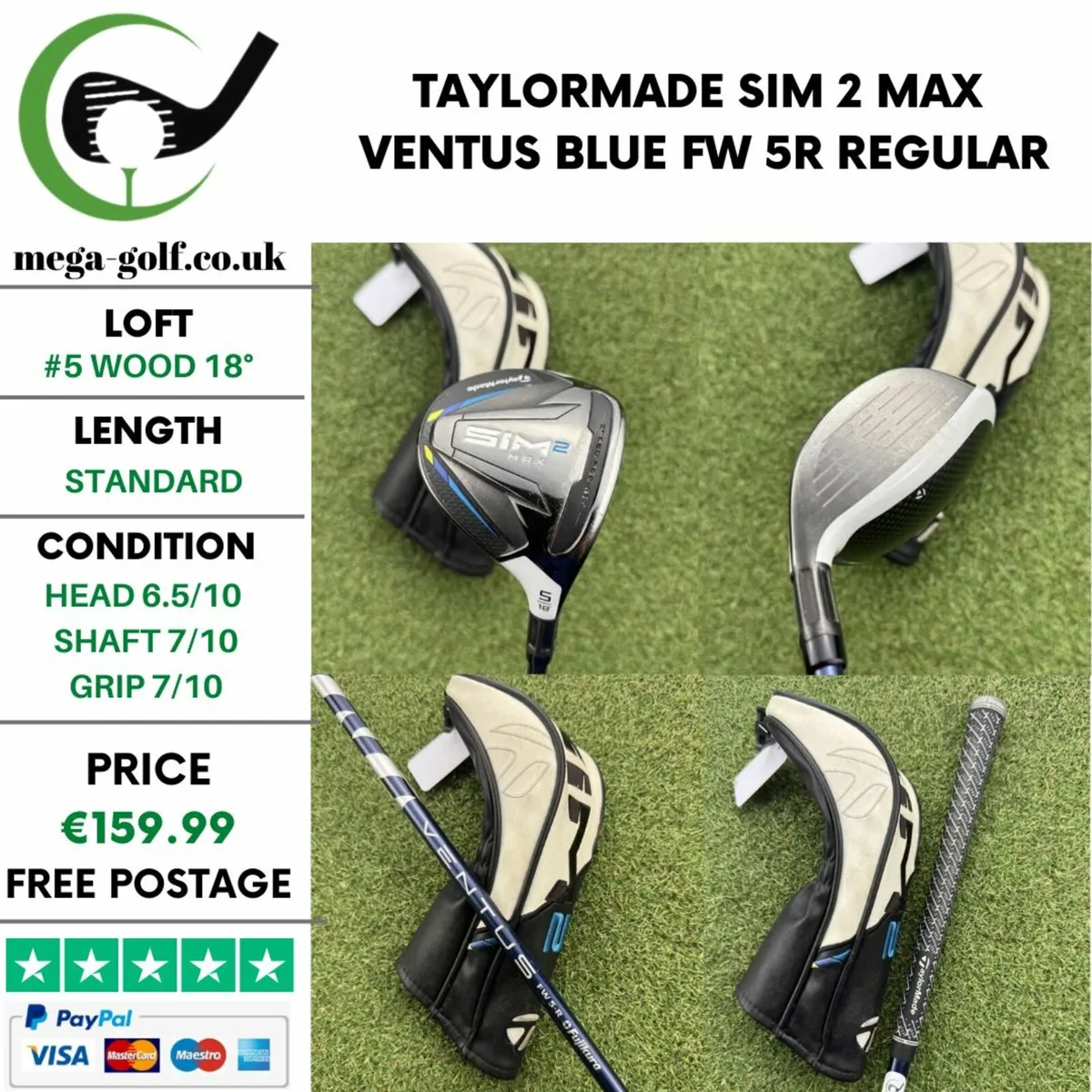 TAYLORMADE SIM 2 MAX #5 WOOD 18° / REGULAR - Image 1