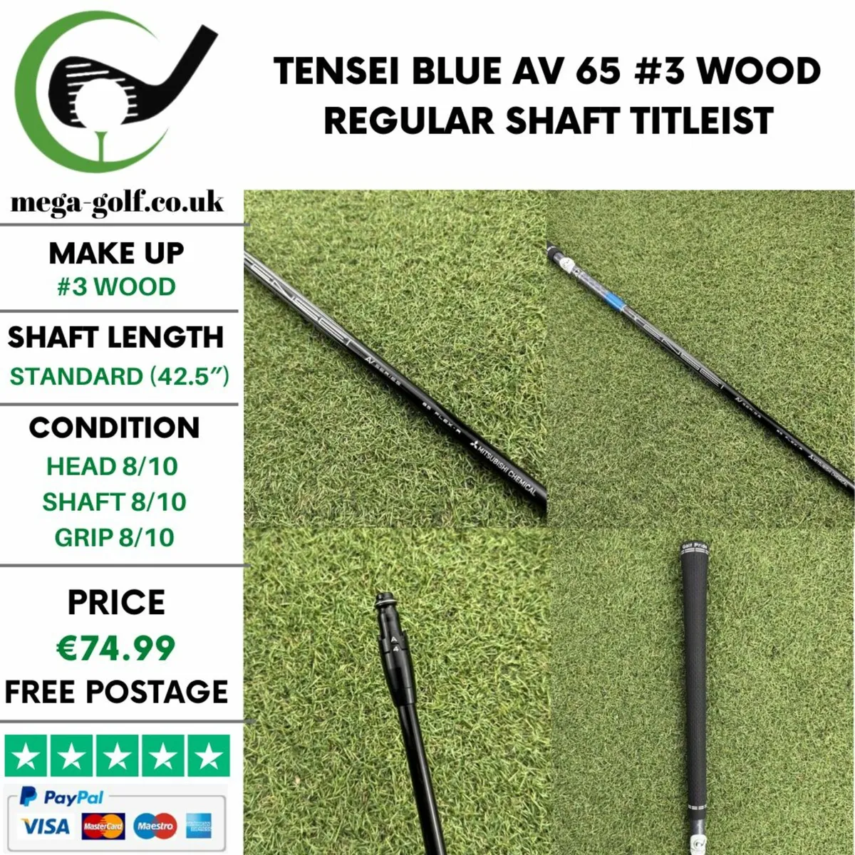 TENSEI BLUE AV 65 #3 WOOD REGULAR SHAFT / TITLEIST - Image 1