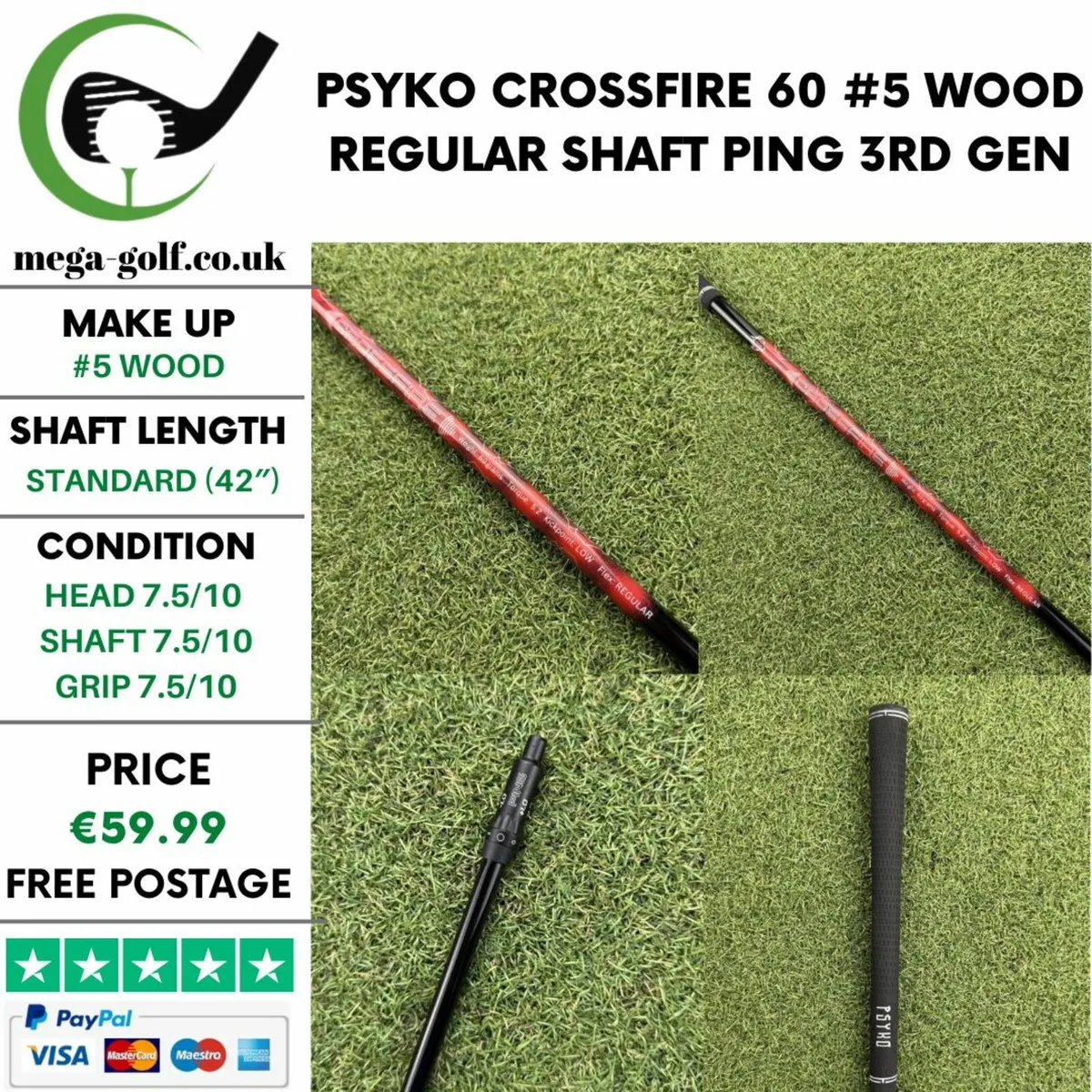 PSYKO CROSSFIRE 60 #5 WOOD REGULAR SHAFT / PING - Image 1