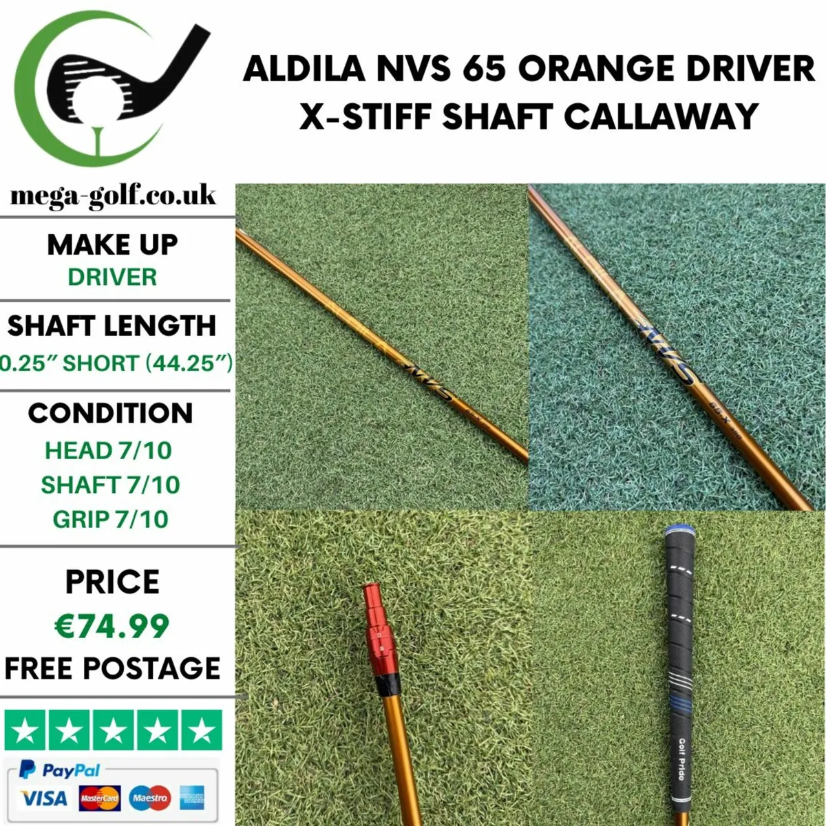ALDILA NVS 65 ORANGE DRIVER X-STIFF SHAFT - Image 1