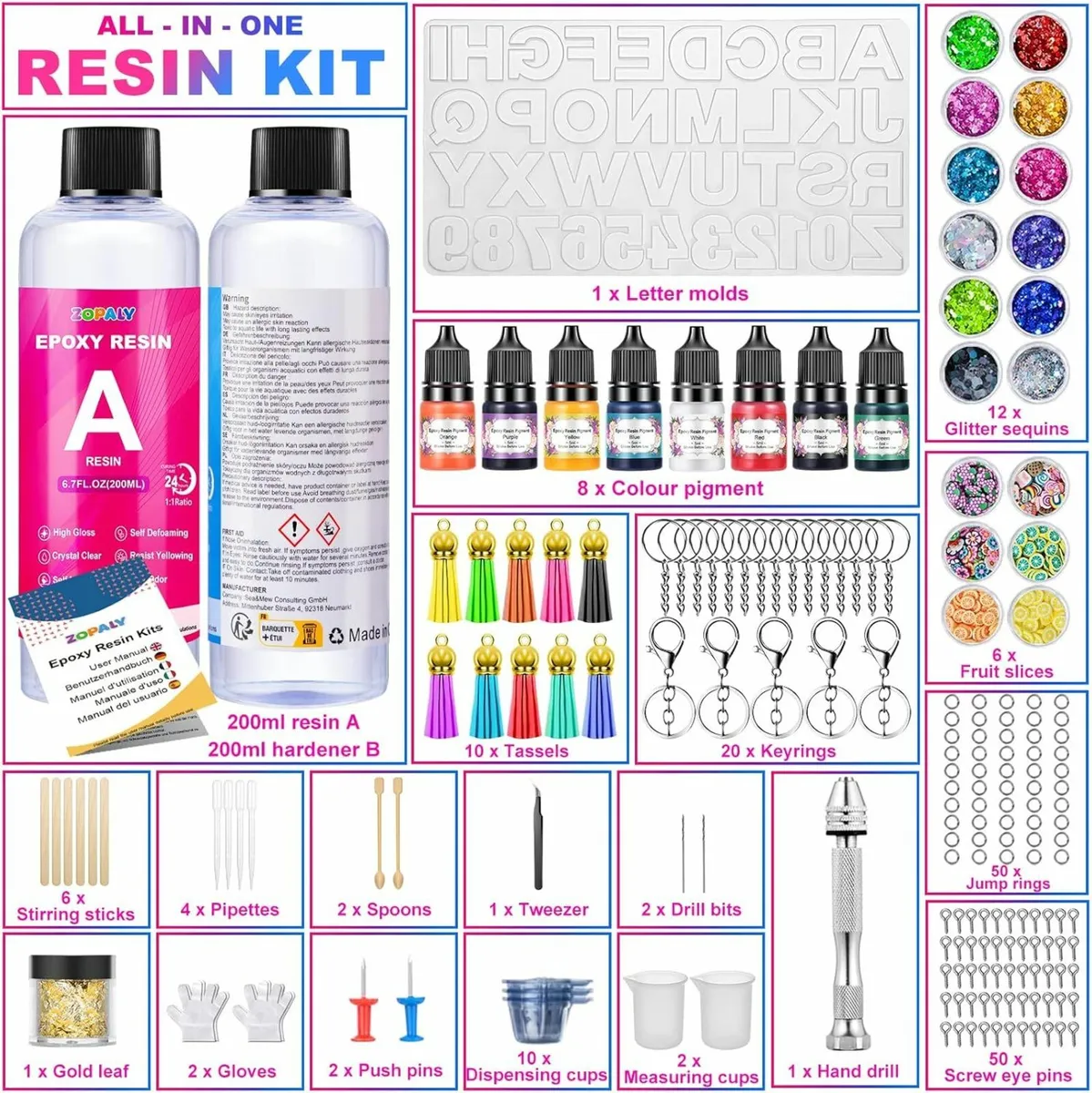 Epoxy Resin Kit for Beginners, 192 Pcs Letter - Image 2
