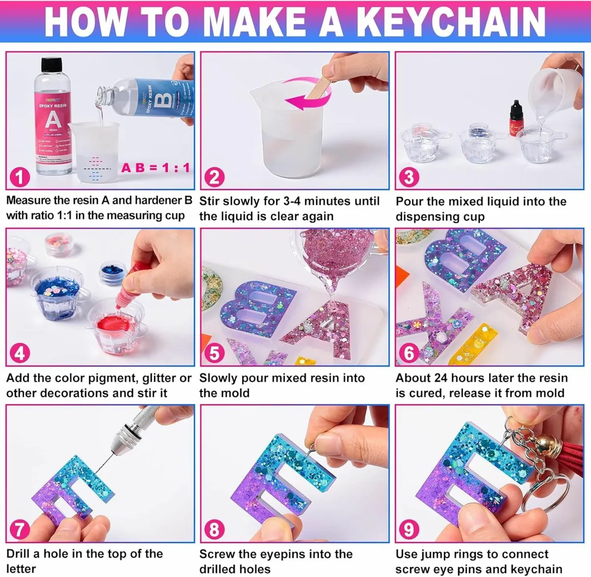 Epoxy Resin Kit for Beginners, 192 Pcs Letter - Image 3