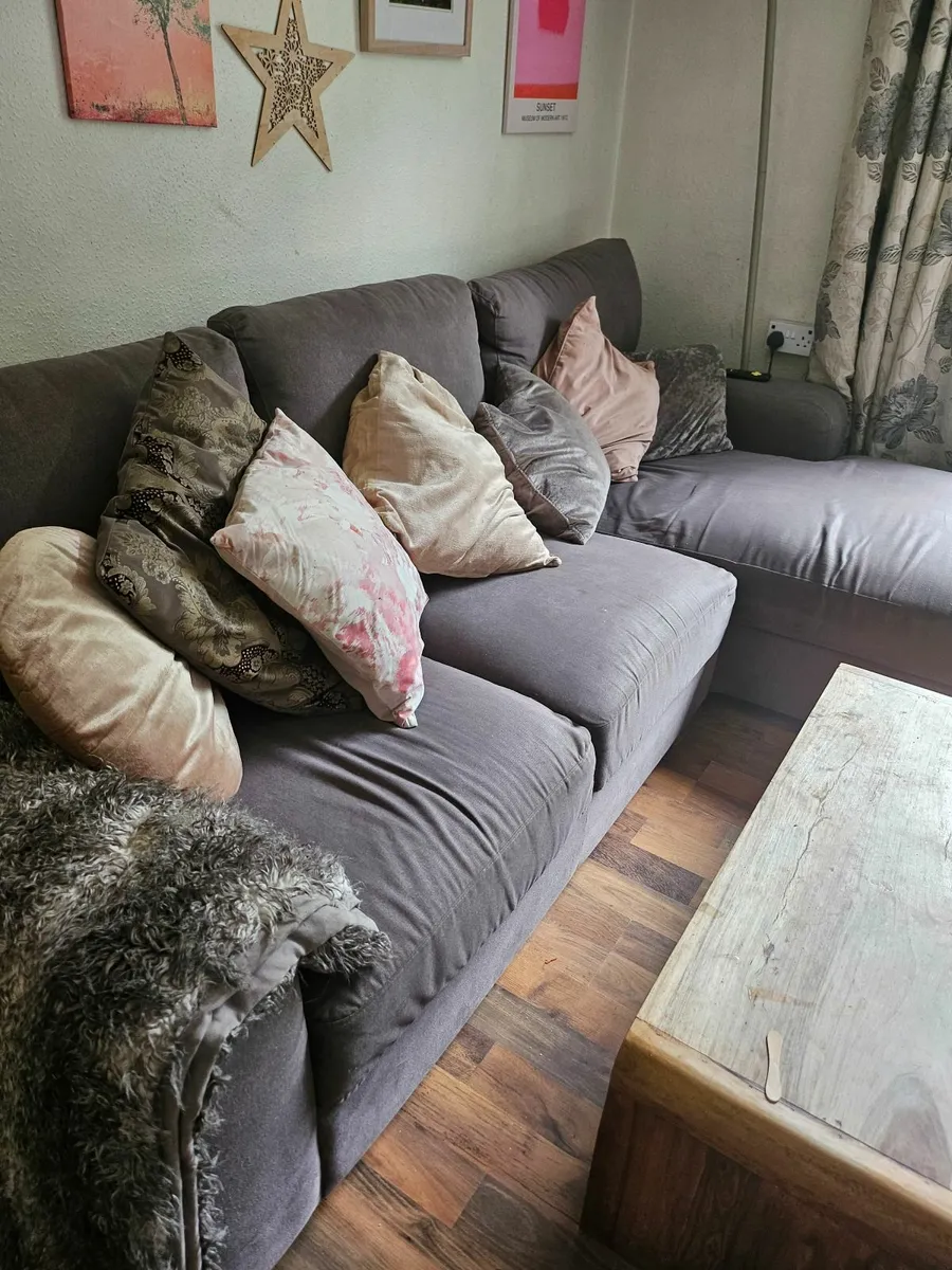 FREE Three seater grey sofa with chaise - Image 1