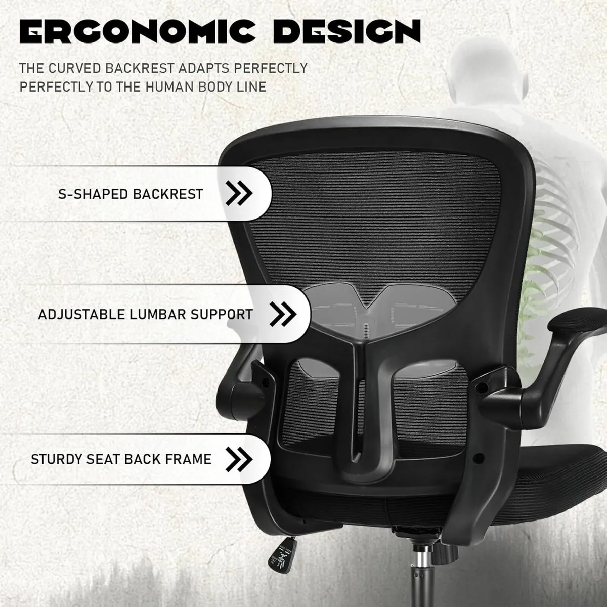 Office Chair Ergonomic Desk 90° Flip-up Armrests - Image 3