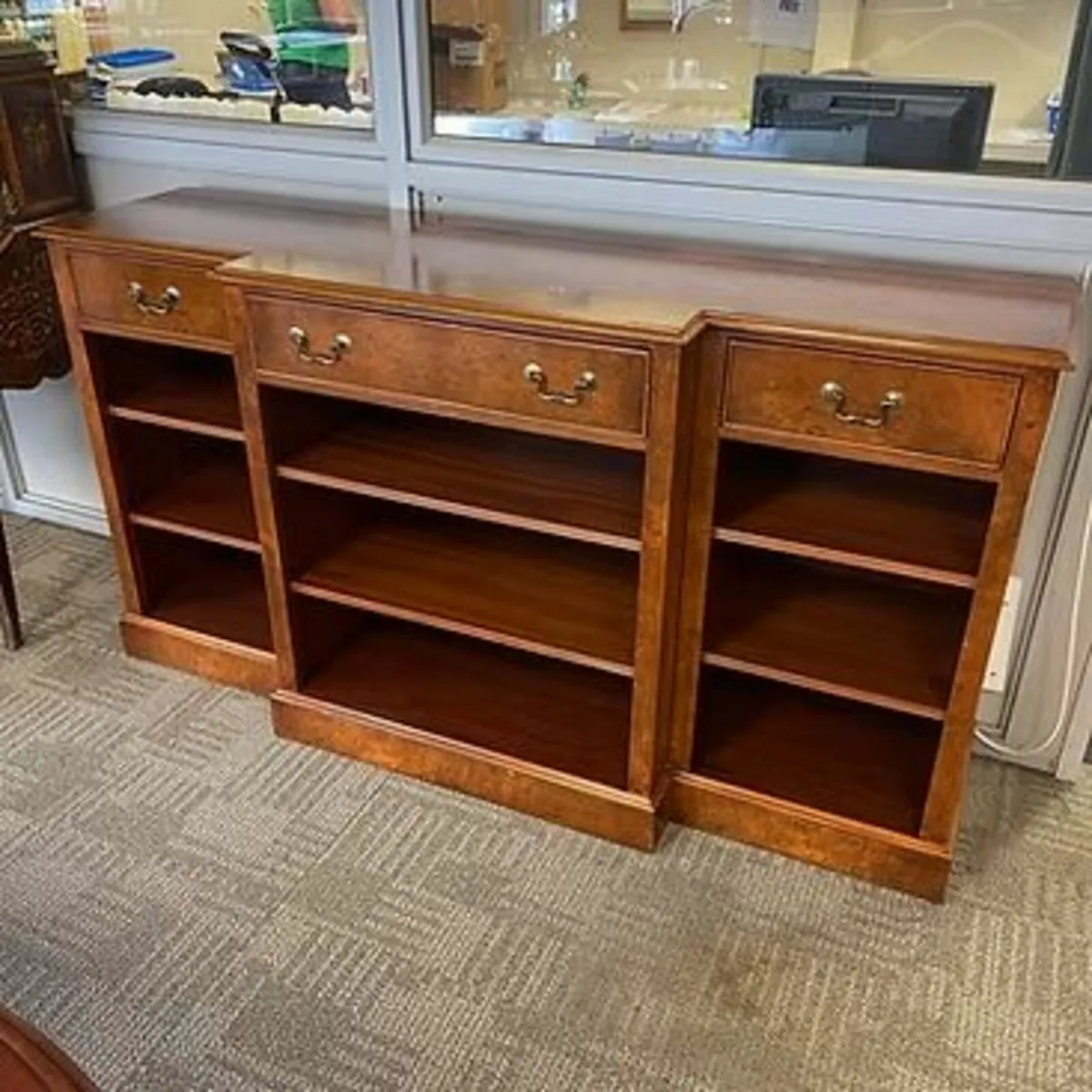 Fabulous walnut breakfront bookcase