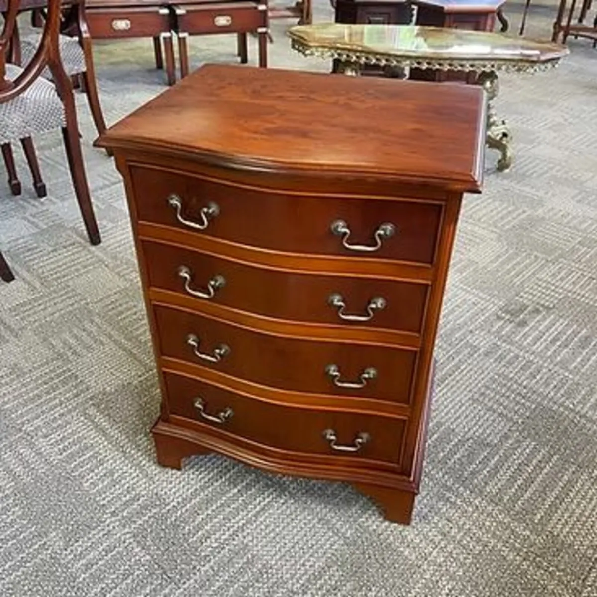 Beautiful yew chest of four drawers. Refurbished,