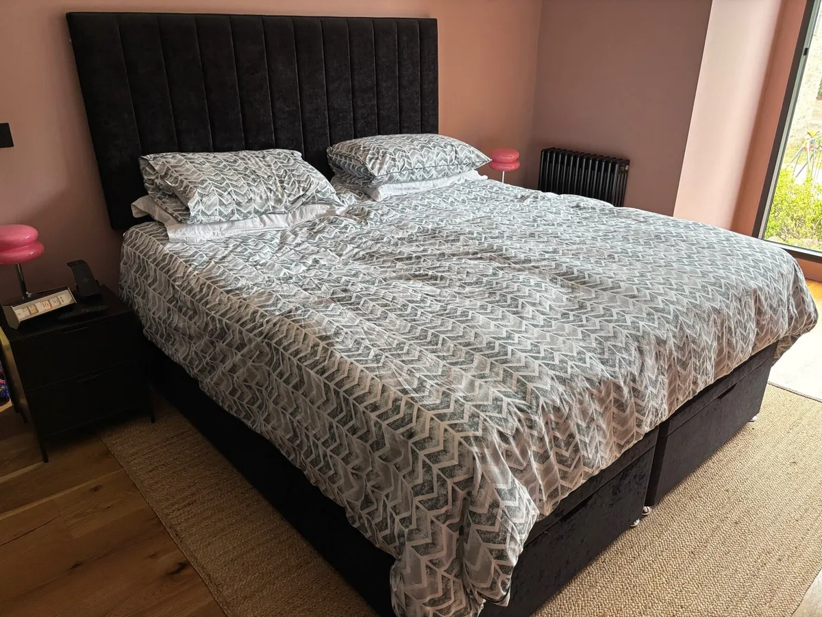 Super king King ottoman bed, mattress & headboard - Image 1