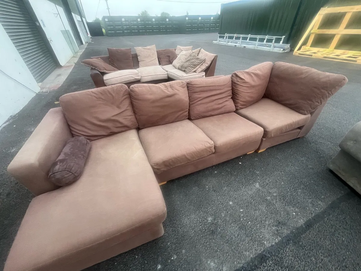 Brown corner sofa set delivery available - Image 3