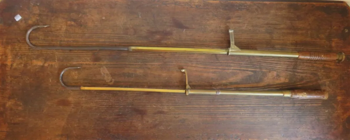 2 victorian brass fishing gaffs - Image 1