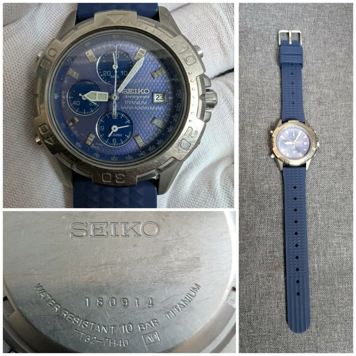 Seiko 7T32-7H40 Titanium men's chronograph watch - Image 1