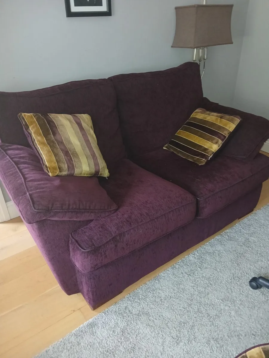 2 seater Sofa, large swivel chair and poof - Image 4