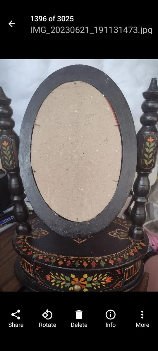 Handmade handpainted Moroccan mirror on stand - Image 2
