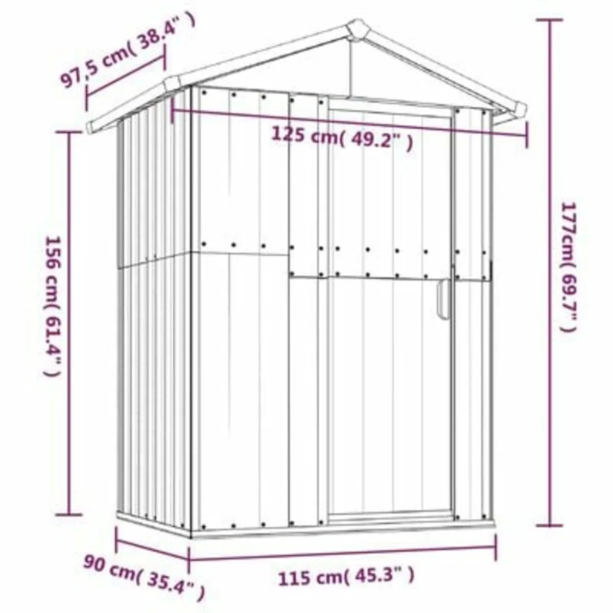 Garden Shed Green 126x97.5x177 cm Galvanised Steel - Image 4