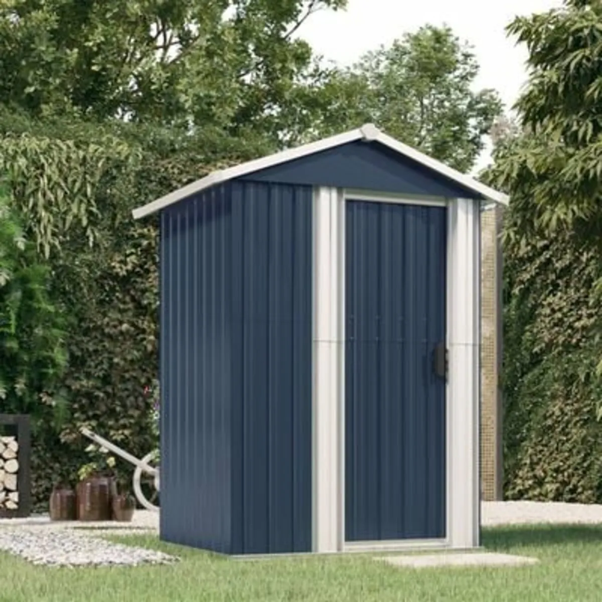 Garden Shed Anthracite 126x97.5x177 cm Galvanised - Image 1