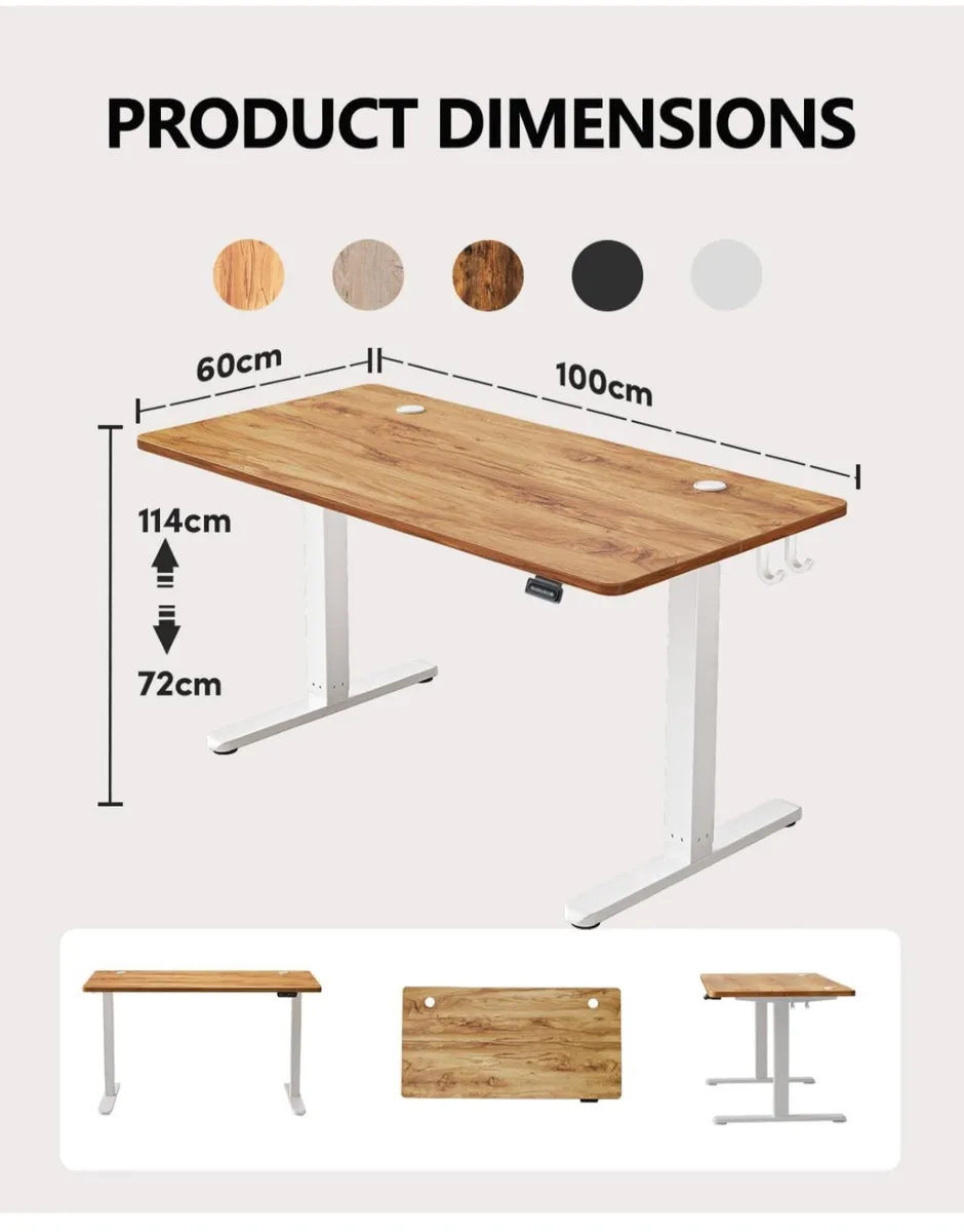 100 x 60cm Electric Height Adjustable Standing Des - Image 2