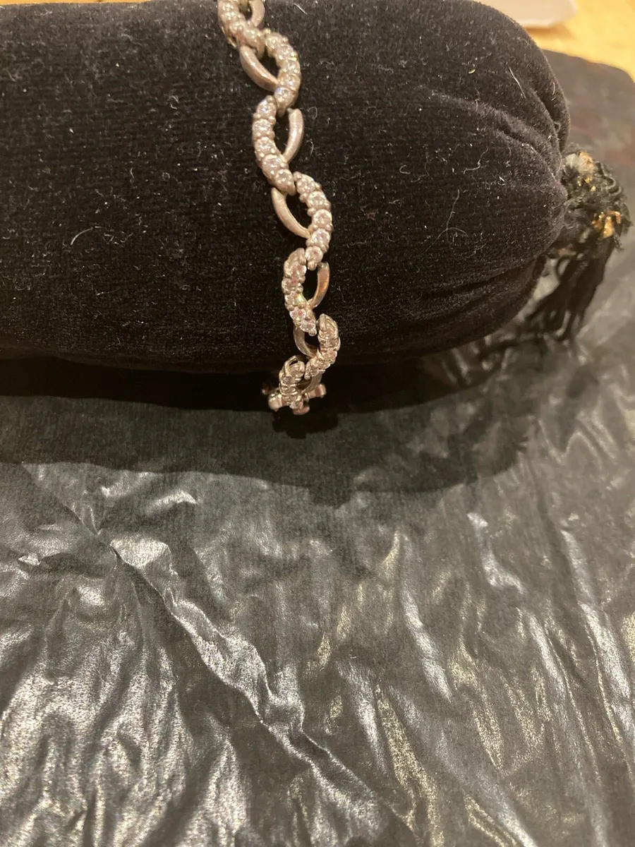 Sterling Silver bracelet, clear crystal stones - Image 1
