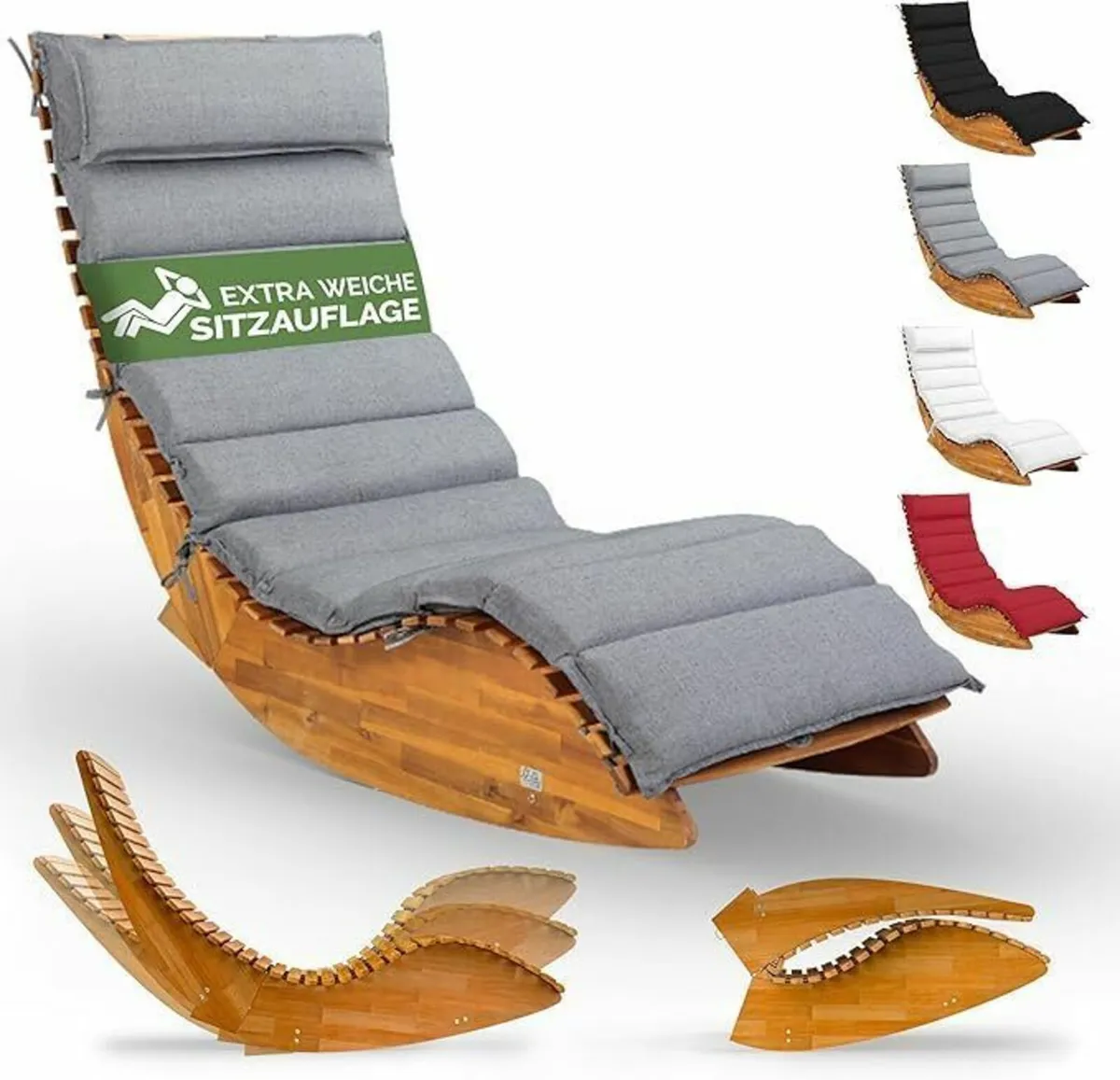 Sun Lounger with Cushion FSC Certified Swing Loung - Image 1