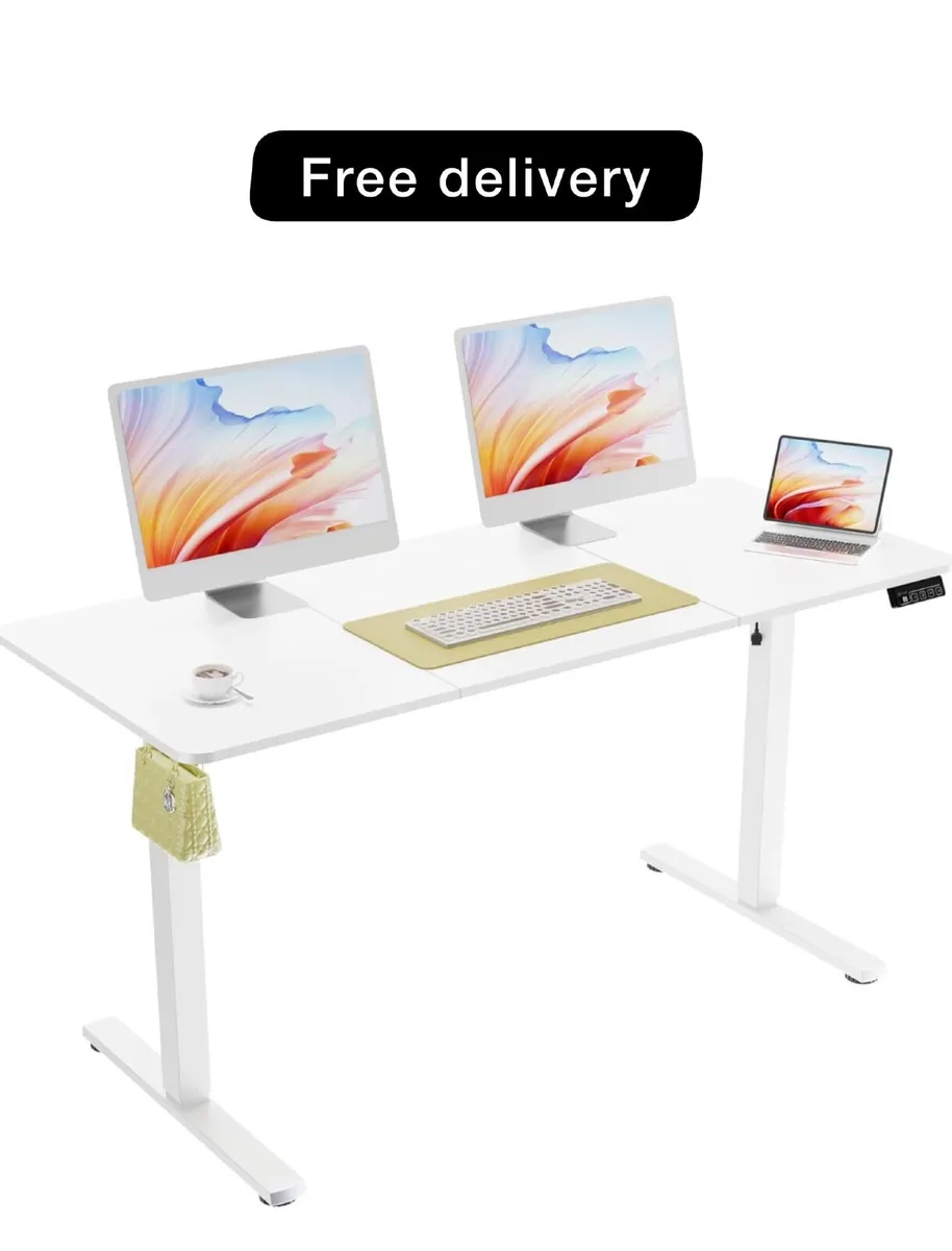 Electric Standing Desk 140x60cm white - Image 1