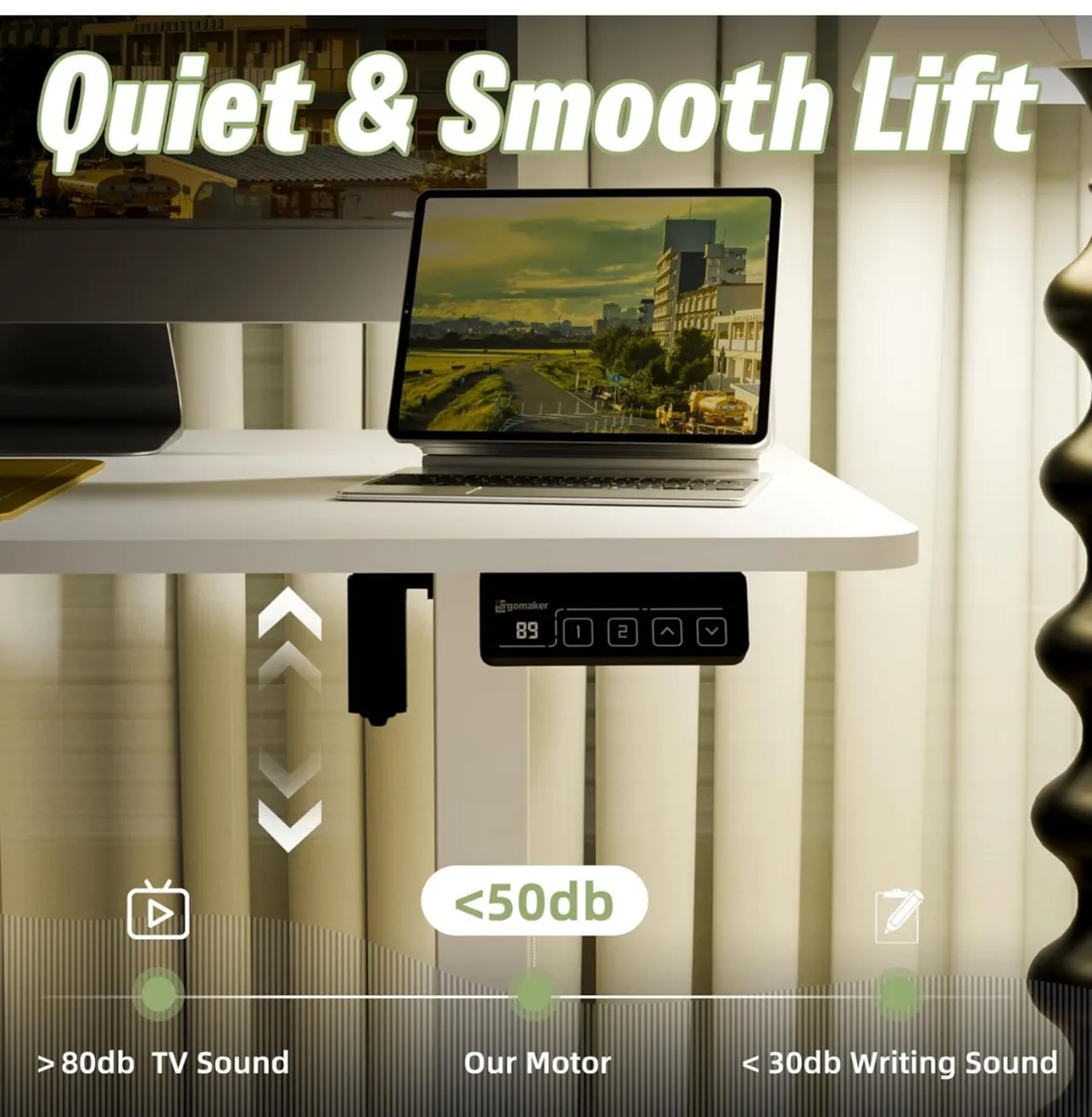 Electric Standing Desk 140x60cm white - Image 3