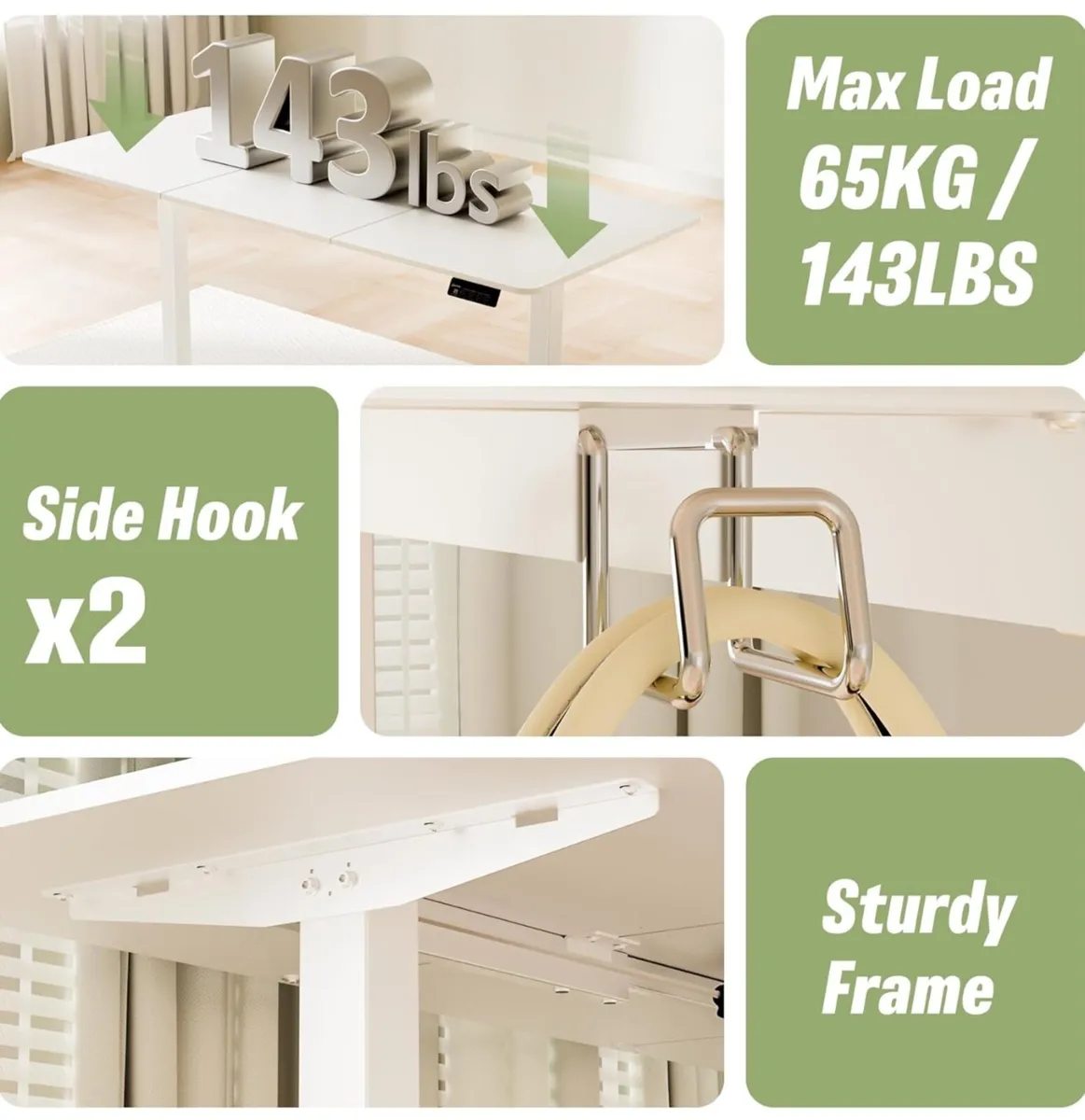 Electric Standing Desk 140x60cm white - Image 4