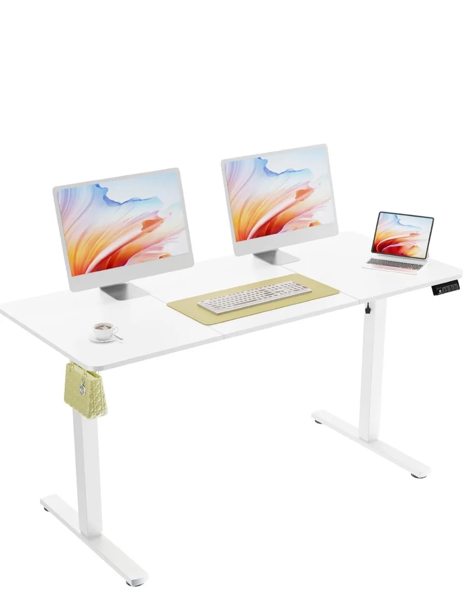 Electric Standing Desk 140x60cm white - Image 1