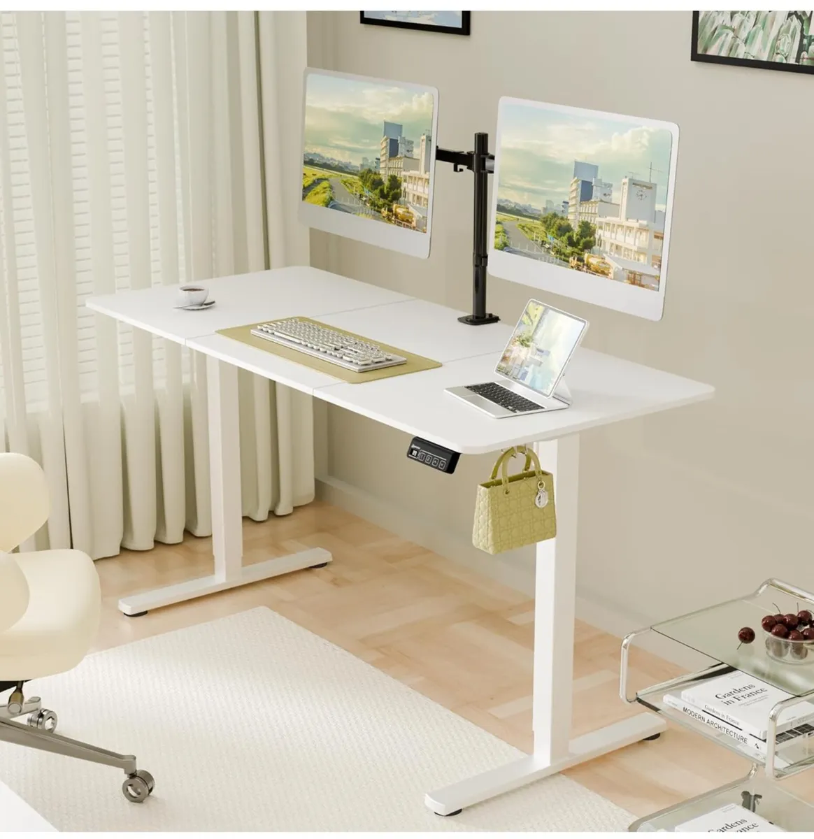 Electric Standing Desk 140x60cm white - Image 3