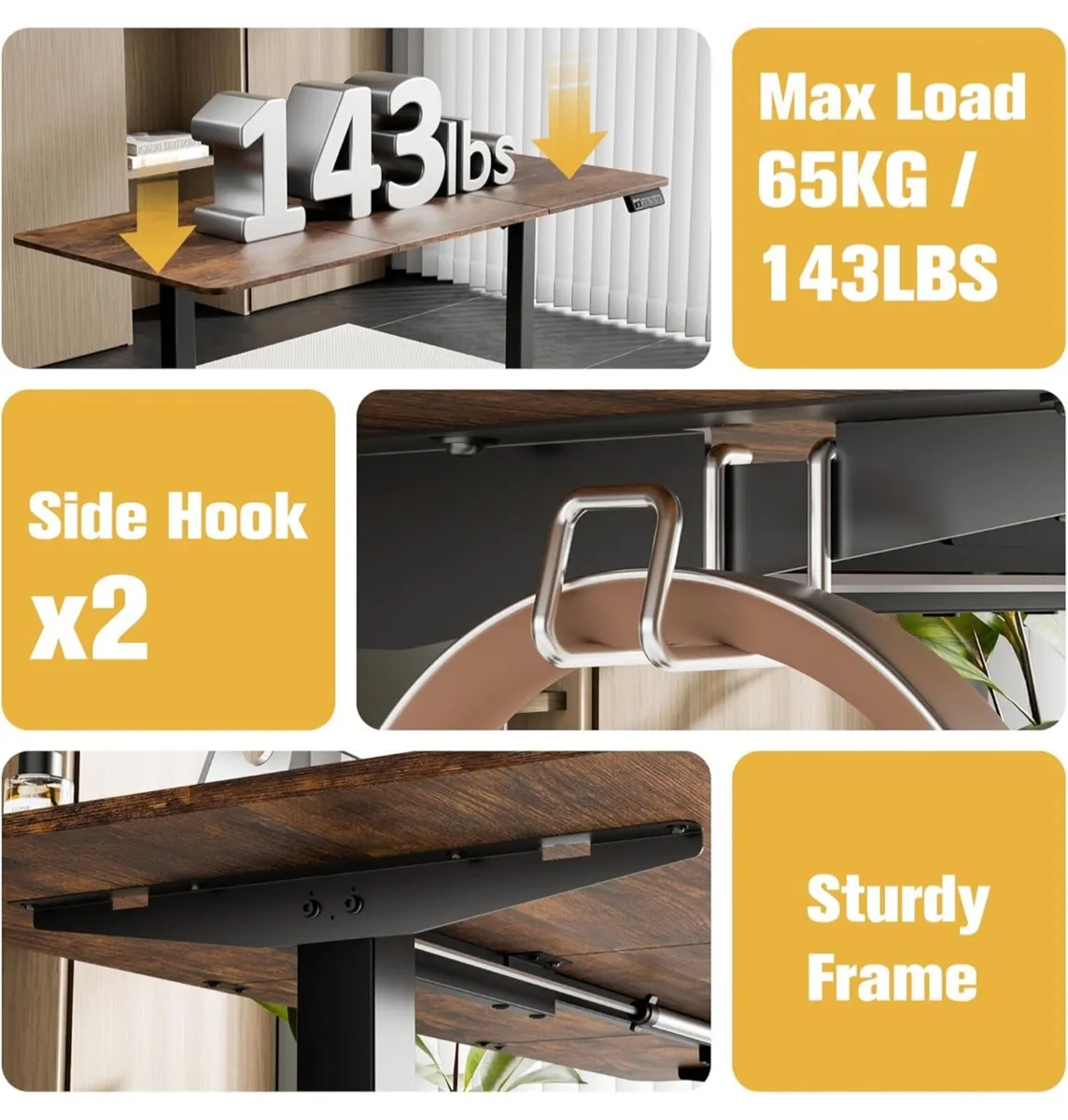 Electric Standing Desk 160x70cm brown - Image 4